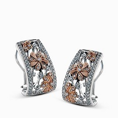 Floral Two-Tone Gold Earrings