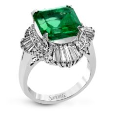 White Gold Emerald Fashion Ring
