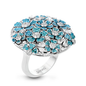 Diamonds and Paraiba Tourmaline Fashion Ring