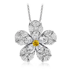 Flower Design White Gold Pendant