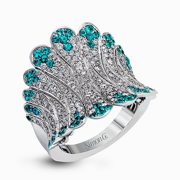 Diamonds Paraiba Tourmaline White Gold Fashion Ring