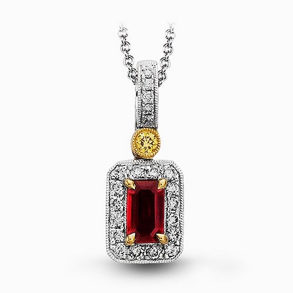 White and Yellow Gold Ruby Pendant