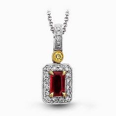 White and Yellow Gold Ruby Pendant